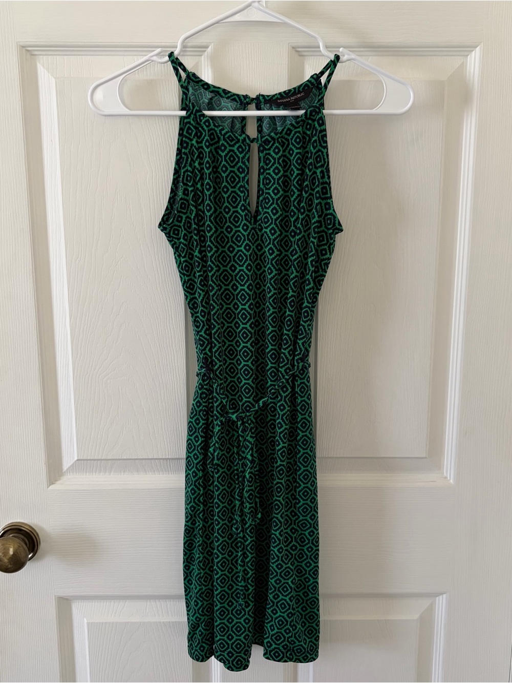 Banana Republic Green Geometric Halter Midi Dress